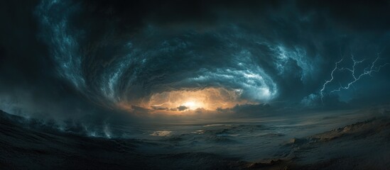 Naklejka premium Epic Stormy Sky Over Landscape