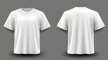 Naklejka premium Front and back view of a plain white short-sleeved tee shirt.