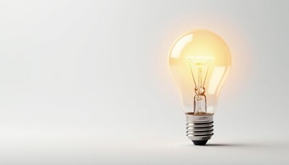 Single lightbulb, isolated on white background, thinking, white