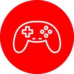 Game Controller Vector Line White Circle Red