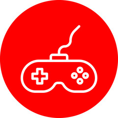 Joystick Vector Line White Circle Red