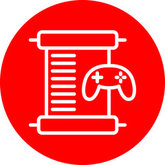 Quest Scroll Vector Line White Circle Red