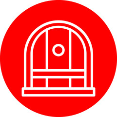 Dungeon Gate Vector Line White Circle Red