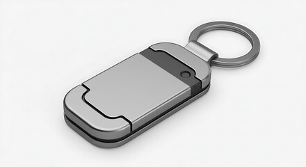 Metal Keychain on White Background