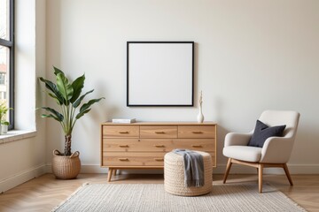 Modern and Minimalist Living Room with Natural Decorations and Cozy Furniture Elements