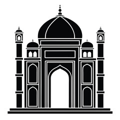 Black Silhouette of Historic Dome Archway in Minimal Style