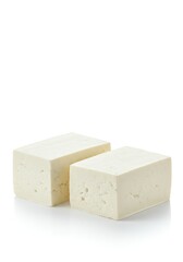 Tofu Cubes on White Background for Culinary Concepts