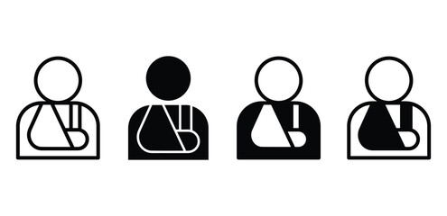 Injured Person Icons Black and White Color Vector Design Illustration