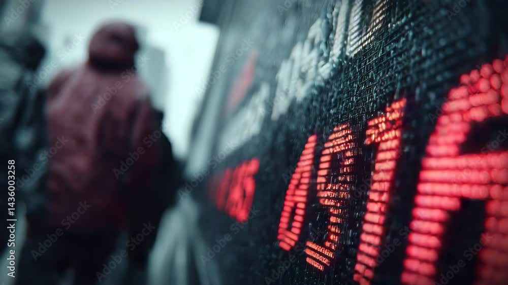 Poster macro shot of digital screen showing live market data with gold prices highlighted in red, blurry tr
