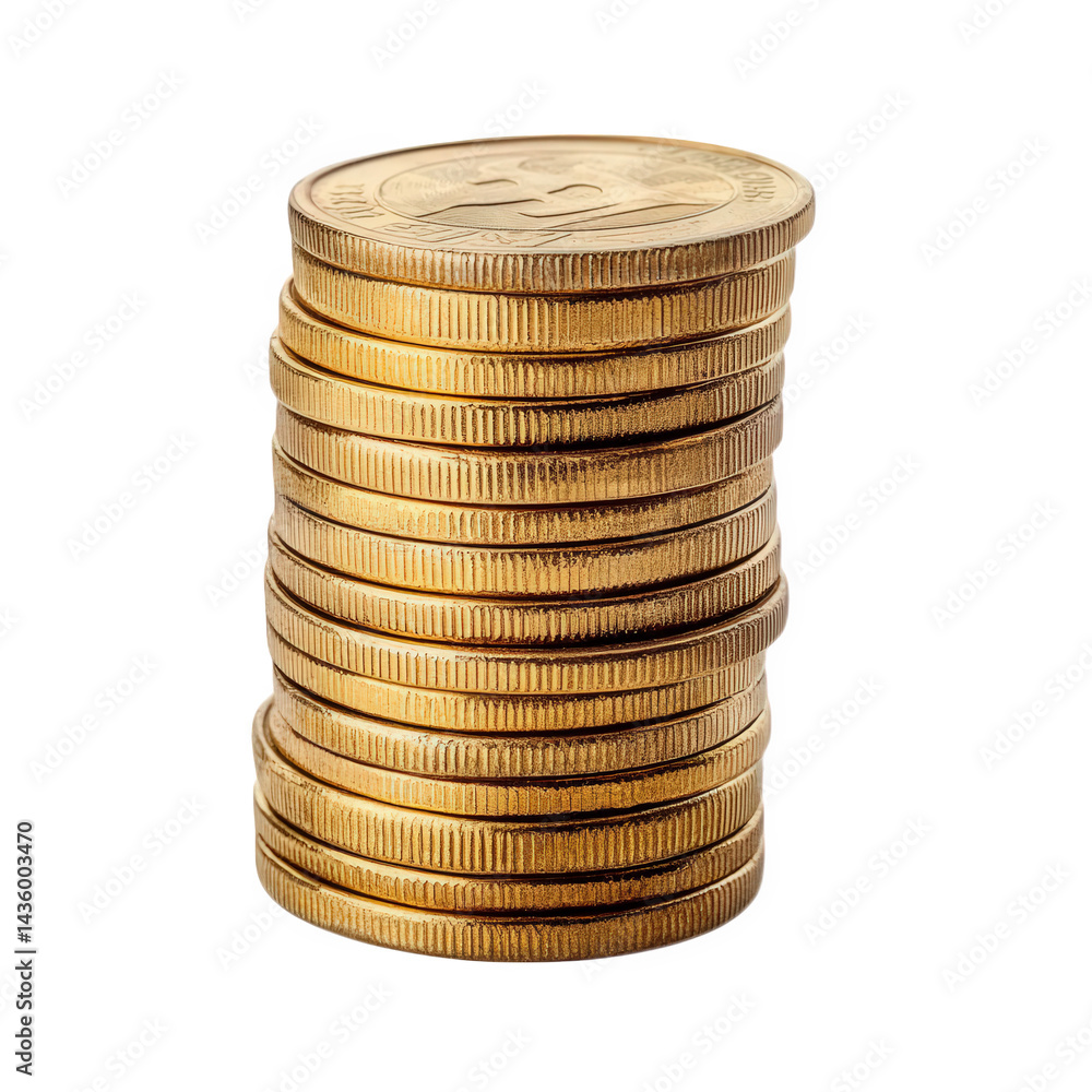 Aufkleber stack of gold coins. neatly arranged and showcasing their shiny surfaces the coins appear to be of u