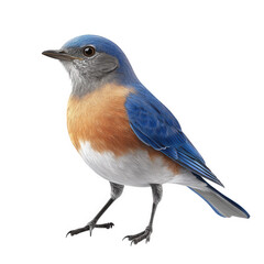 Obraz premium a detailed illustration of a bluebird. showcasing its vibrant blue and orange plumage against a plain white background the bird stands upright. highlighting its features and colors. making it suitable