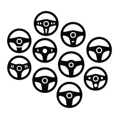 A silhouette of Car Steering wheels icon vector set on a white background