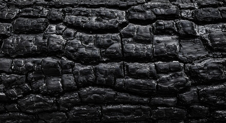 Fototapeta premium Carbonized Texture Presenting Burned Wood with Unique Structural Pattern