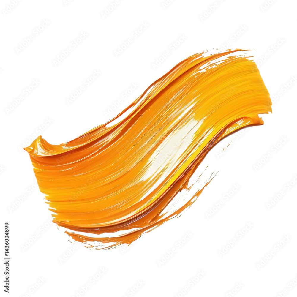 Poster vibrant. flowing brushstroke of orange paint. showcasing a rich texture and a blend of shades that c