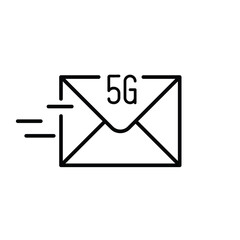 Fast 5G mail line icon. Express message symbol. Vector illustration isolated on white background.