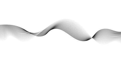 Abstract black wave banner template.Abstract black wave lines on white background.science, music concept vector background illustration,Stylized line art background,
