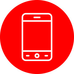 Smartphone Vector Line White Circle Red