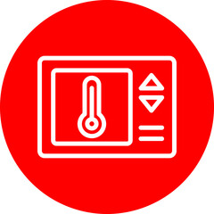 Smart Thermostat Vector Line White Circle Red
