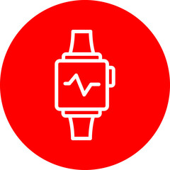 Fitness Tracker Vector Line White Circle Red