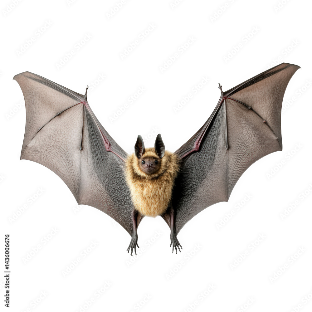 Poster bat with its wings fully extended. showcasing its intricate wing structure and fur details the bat i