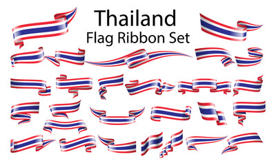 Thailand ribbon flag set