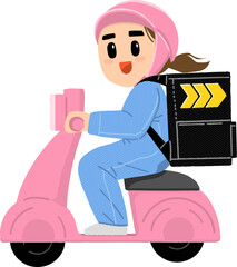 오토바이를 타고 배달하는 사람