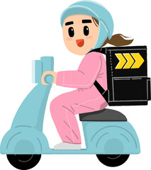 오토바이를 타고 배달하는 사람