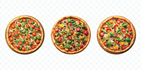 realistic delicious and tasty Italian pizza Margherita with tomatoes and buffalo mozzarella isolated on white background