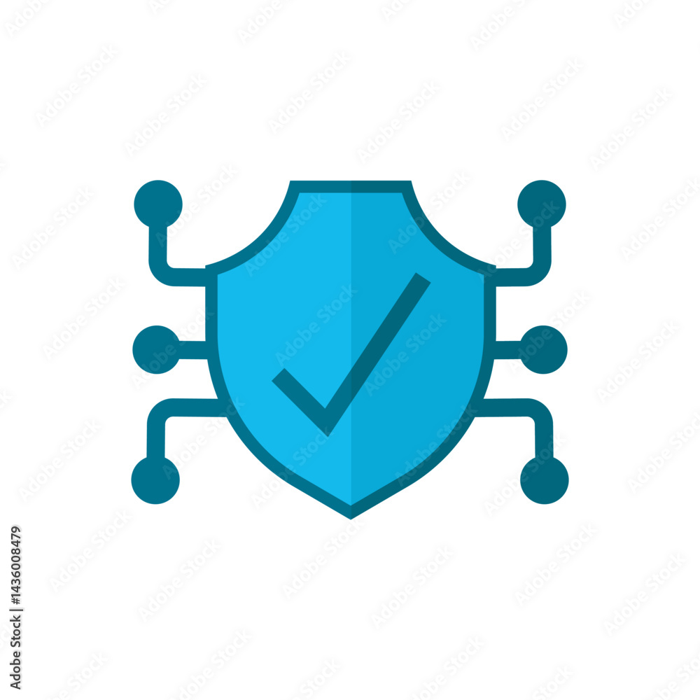 Aufkleber digital shield check mark icon vector. modern shield with circuit extensions and a checkmark, ideal 