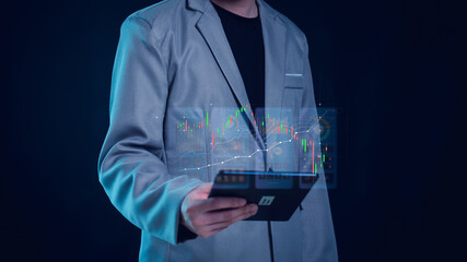 Stock Market Investments Funds and Digital Assets. analyzing forex trading graph financial data.business finance technology and investment concept.