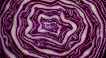 Obraz premium Abstract Cross Section Displaying The Intricate Layers of A Red Cabbage