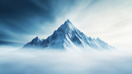 Breathtaking view of a towering alpine summit with sharp rocky ridges and deep snow layers, creating a dramatic and awe inspiring landscape