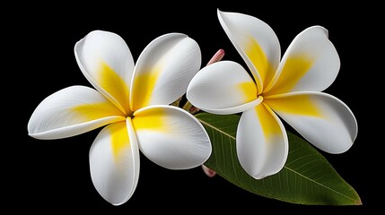 Two frangipani (plumeria) blossoms
