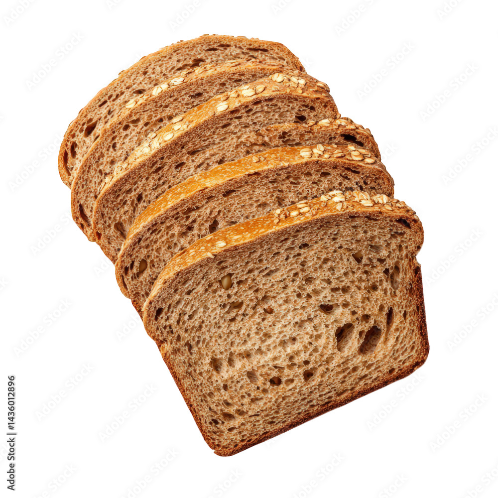 Aufkleber several slices of brown bread arranged in a neat stack. showcasing the texture and grains of the bre