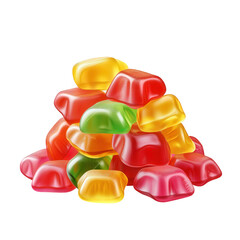 a colorful pile of gummy candies in various shapes and sizes. showcasing vibrant hues of red. yellow. and green these chewy treats are often enjoyed as snacks or sweets. appealing to both children and