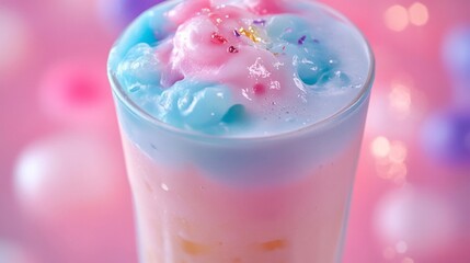 Pastel Pink And Blue Layered Whipped Cream Drink