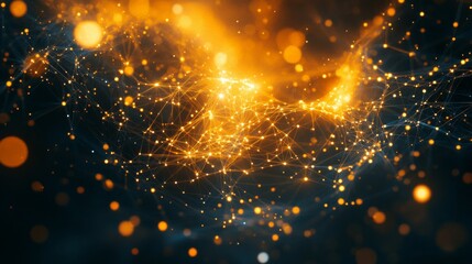 Fototapeta premium Abstract Golden Cosmic Network Background