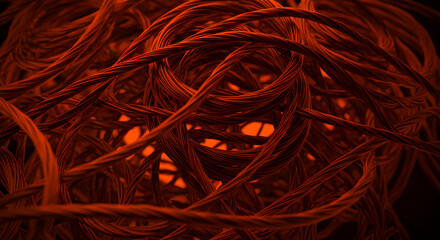 Entangled Coils of Reddish-Brown Cords, a Dense Abstract Structure