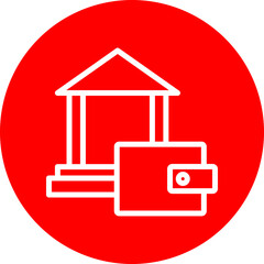 Wallet Vector Line White Circle Red