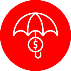 Umbrella Vector Line White Circle Red