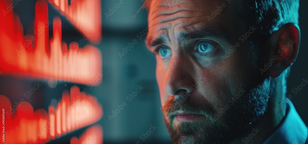 Poster intense programmer studies red data blocks closely