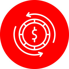 Cash Flow Vector Line White Circle Red