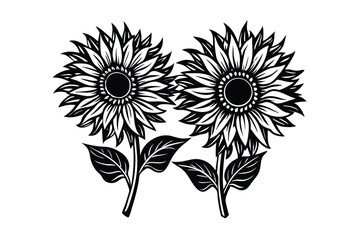 Sunflower Victorian vector illustration  