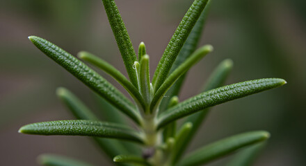 Close Up Of Green Rosemary Sprig In Home Garden During Daytime