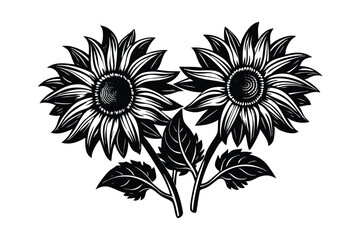 Fototapeta premium Sunflower Victorian vector illustration 