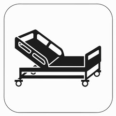 Flat Vector Silhouette of Hospital Bed for Medical Illustrations
