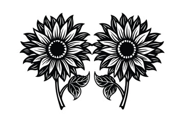 Sunflower Victorian vector illustration  