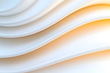 Fototapeta premium Abstract image of flowing, white, undulating curves with warm, orange highlights