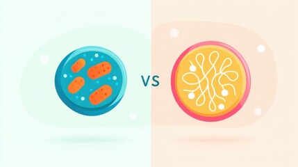 Prokaryotic vs Eukaryotic Cell Comparison in Flat Design