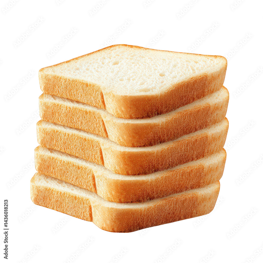 Aufkleber stack of five slices of bread. showcasing their soft texture and golden-brown edges this visual emph